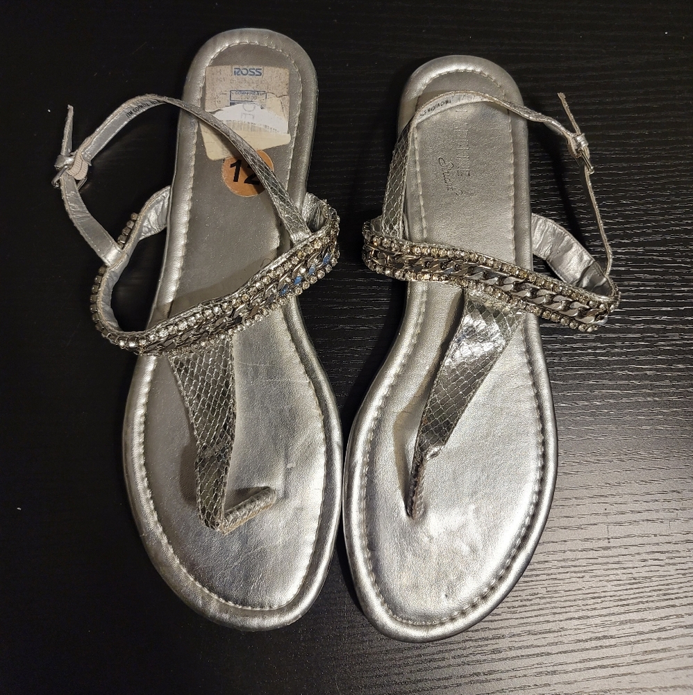 Sz 12 SILVER BLING SANDALS Great Condition